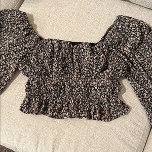 Le Lis Black and Pink Floral Blouse